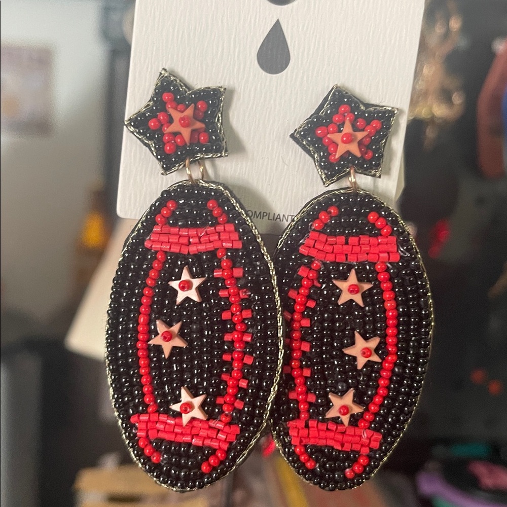 Football Seed Bead Earrings NEW